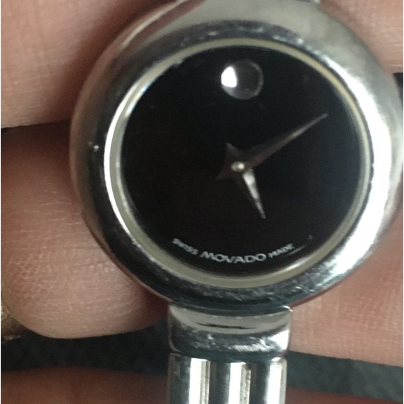 Movado Women's Silver Watch with Black Dial - Picture 3 of 4